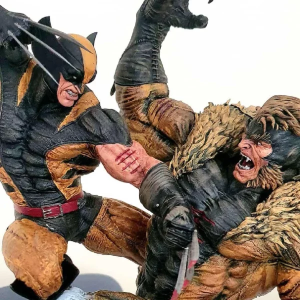 fragile sabertooth vs wolverine statue for display