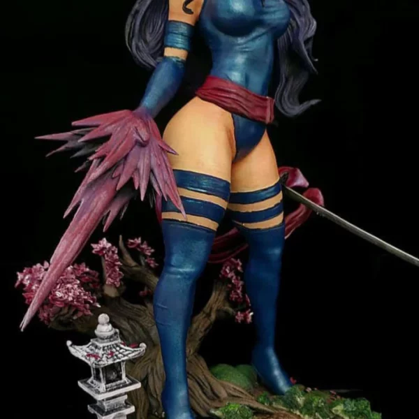 hand painted psylocke marvel statue